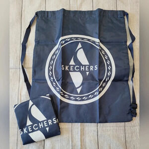 NEW Lot Of 2 Skechers Nylon Cinch Top Bag Backpack Drawstring Blue Packable